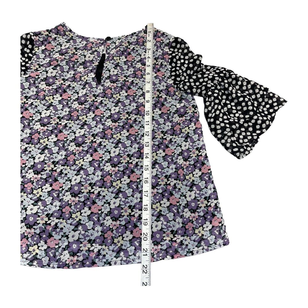 Kidpik Blouse Top Girls XL Multicolor Floral Crew Neck Flared Sleeve Classic Fit - Picture 5 of 6